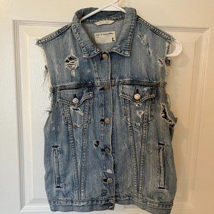 RAG & BONE Distressed Denim Vest - Size L